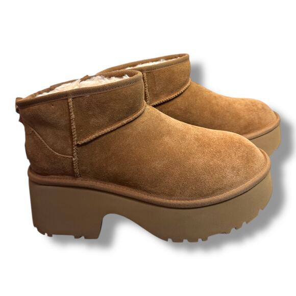 UGG® Classic Ultra Mini New Heights Boot - Women's Size 10 - Chestnut - Picture 3 of 4